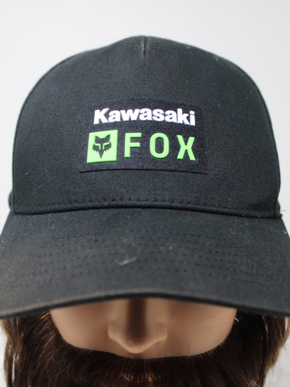 Kawasaki Fox Racing Hat Adult Small-Medium Black Flexfit Stretch Baseball Cap